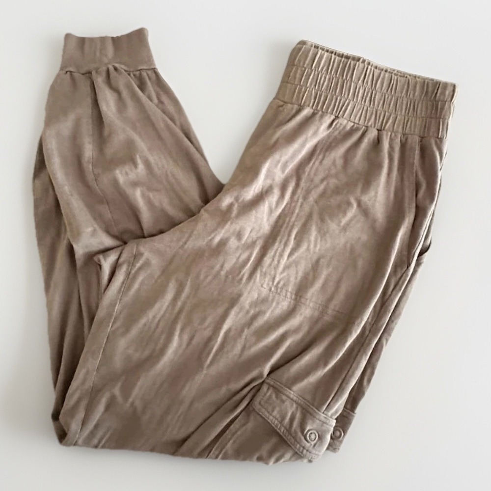 AnyBody Cozy Knit Jogger Pants Women Small Brown Lounge Pull On Soft Stretch